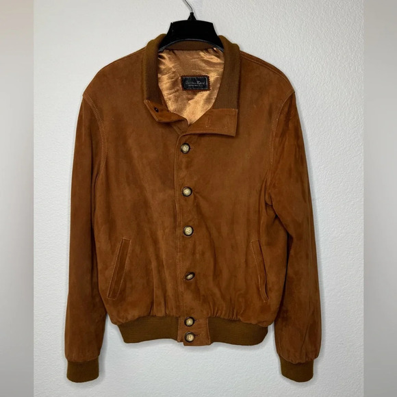 Bettina Rizzi Suede Bomber Jacket L Espresso Brown VTG Italian Leather Coat - Picture 1 of 11
